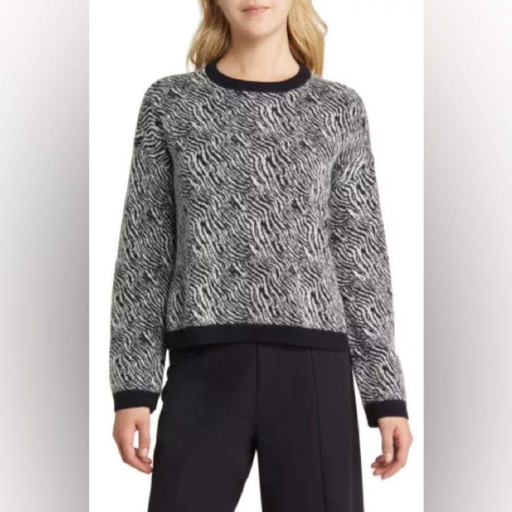 NORDSTROM Zebra Print Crewneck Sweater SIZE S